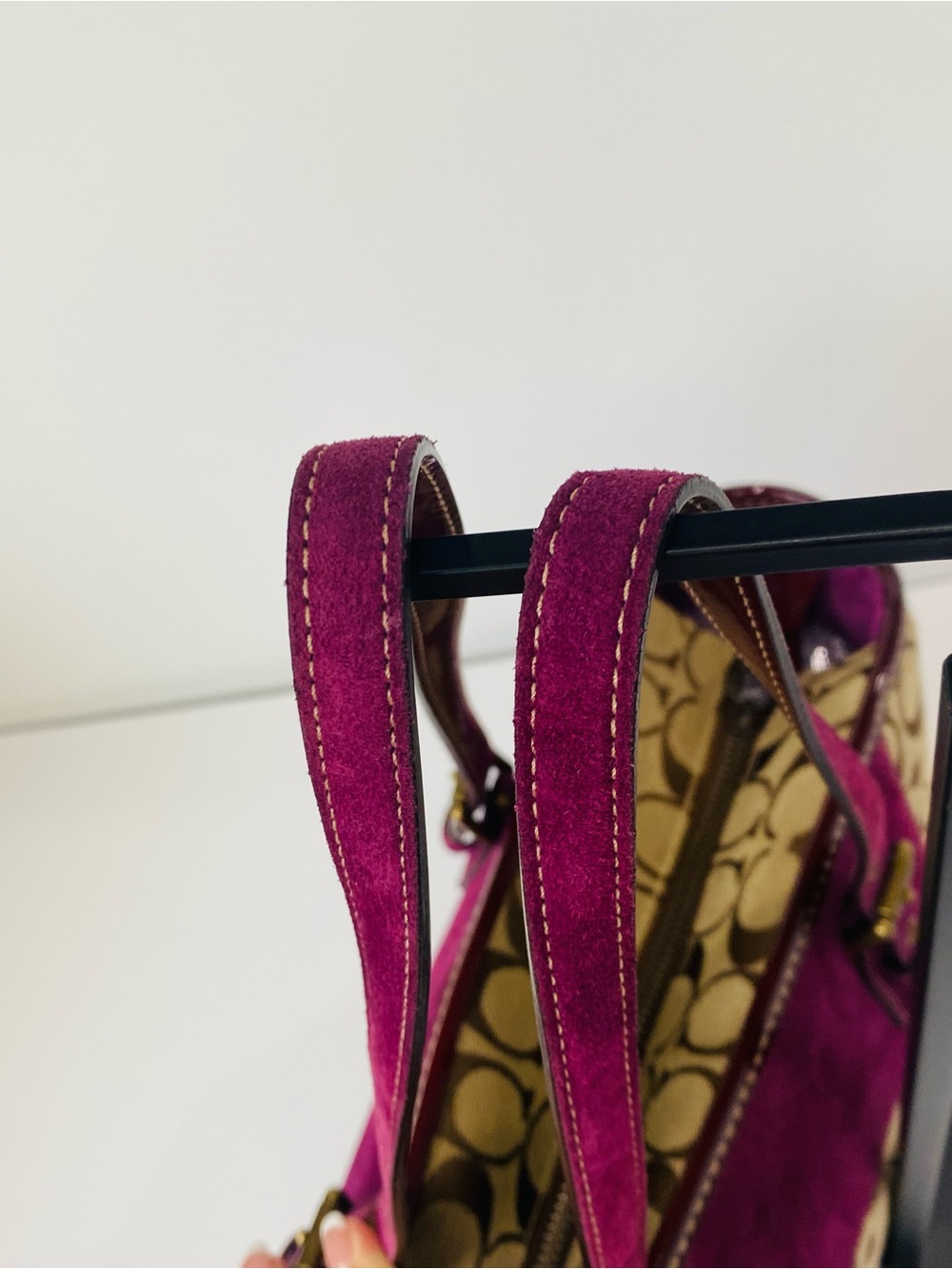 Coach Vintage Signature C Purple Suede Turnlock Tote - Picture 13 of 15